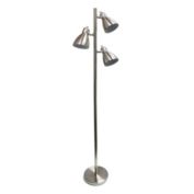 Simple Designs Metal 3-Light Tree Floor Lamp, Brushed Nickel Finish