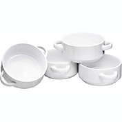 Bruntmor 19oz Ceramic Soup Bowls with Handles - Oven Safe Bowls for French Onion Soup, White Oven