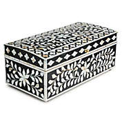 GAURI KOHLI Jodhpur Mother of Pearl Decorative Box - Black, 16"