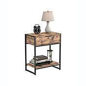 Year Color Industrial 2-Tier Nightstand with Drawer and Side Table for Small Spaces, Living Rooms, and Bedrooms.