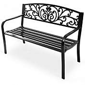 Costway 50 Inch Patio Park Steel Frame Cast Iron Backrest Bench Porch Chair