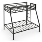 Slickblue Twin-Over-Full Bunk Bed with Safety Rail and Ladder for Kids-Black