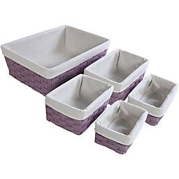 Farmlyn Creek Juvale Nesting Baskets, Woven Storage Baskets (Lavender, 5 Piece Set)