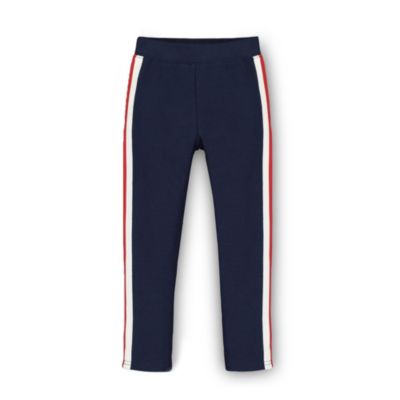 Hope & Henry Girls&#39; Ponte Pants with Side Stripe, Navy With Red and White Stripe, Size  3