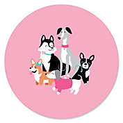 Big Dot of Happiness Pawty Like a Puppy Girl - Pink Dog Baby Shower or Birthday Party Circle Sticker Labels - 24 Count