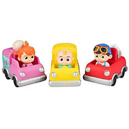 CoComelon Cars Toy 3 Pack - JJ, Tomtom & YoYo with School Bus, Fire Truck & Ice Cream Truck - Ages 2+