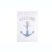 Urban Trends Collection Wood Rectangle Wall Decor with Printed "Welcome Sign on Anchor" Design Smooth Finish White