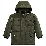 Michael Kors Big Boy&#39;s Faux Fur Trim Hooded Snorkel Jacket Green Size 18/20