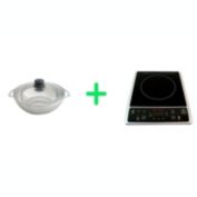 Sunpentown 1300W Silver Countertop Induction with Stainless Steel Pot Combo
