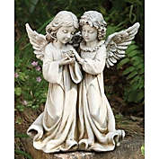 Roman Set of 2 Angels with Bird Outdoor Garden Statues 12.25"