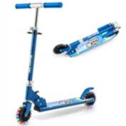 Slickblue Folding Adjustable Height Kids Toy Kick Scooter with 2 Flashing Wheels-Blue