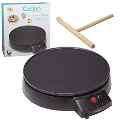 CucinaPro 12" Griddle & Crepe Maker, Non-Stick Electric Crepe Pan with Batter Spreader and Recipe Guide - Dual Use for Blintzes, Eggs, Pancakes and More