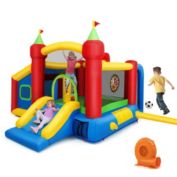 Gymax Kids Inflatable Bounce House Play Slide Jumping Castle Ball Pit with 550W Blower