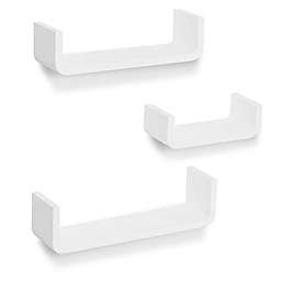 Americanflat White Floating Shelves - Set of 3 - U Shaped with Round Corners - Wall Mounted Display Ledges for Bedroom, Living Room, Bathroom, Kitchen, and Office