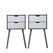 JAXPETY Set of 2 Mid Century Modern Nightstands with 2 Drawers