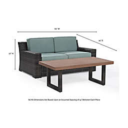 Crosley Furniture Beaufort 2Pc Outdoor Wicker Chat Set Mist/Brown