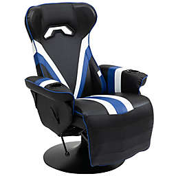 Vinsetto Gaming Chair Racing Style Computer Reclining Chair with Lumbar Support, Footrest and Cup Holder, Black/White/Blue