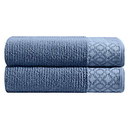 Market & Place Turkish Cotton 2-Piece Bath Towel Set in Denim Blue