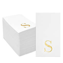 Sparkle and Bash Gold Foil Initial Letter S White Monogram Paper Napkins (4 x 8 In, 100 Pack)