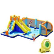 Gymax Inflatable Water Slide 7-in-1 Giant Kids Wet Dry Bounce House w/ 735W Blower