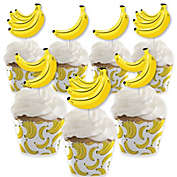 Big Dot of Happiness Let&#39;s Go Bananas - Cupcake Decoration - Tropical Party Cupcake Wrappers and Treat Picks Kit - Set of 24
