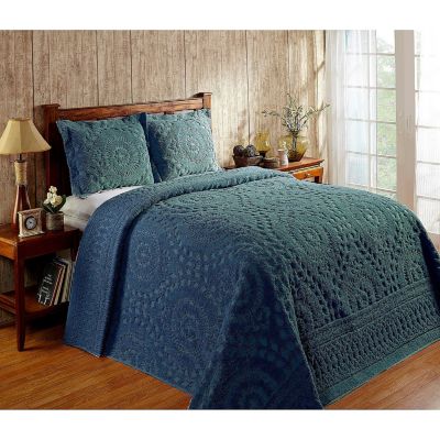 Queen Rio Collection 100% Cotton Tufted Unique Luxurious Floral Design Bedspread Teal - Better Trends