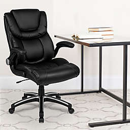 Flash Furniture High Back Black LeatherSoft Executive Swivel Office Chair with Double Layered Headrest and Open Arms