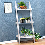 Gymax 3 Tier Book Shelf Leaning Wall Ladder Storage Rack Display Furniture White