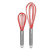 Baker&#39;s Secret 2x Whisk, 8" & 10", Set of 2 Whiskes, Heat Resistant, Kitchen Essentials, Silicone, Red