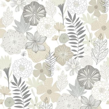 Roommates Decor Modern Perennial Blooms Peel & Stick Wallpaper - Beige. View a larger version of this product image.