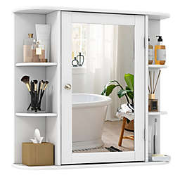 Gymax Bathroom White finish Multipurpose Mount Wall Surface Storage Cabinet Mirror