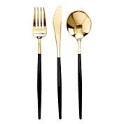 Smarty Had A Party Gold with Black Handle Moderno Disposable Plastic Cutlery Set (240 Spoons, 240 Forks and 240 Knives)