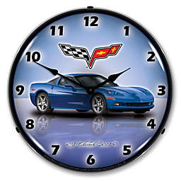 Collectable Sign & Clock   C6 Corvette Jetstream Blue LED Wall Clock Retro/Vintage, Lighted