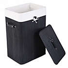 Alternate image 0 for Costway Rectangle Bamboo Hamper Laundry Basket Washing Cloth Bin Storage Bag Lid 3 color-Black
