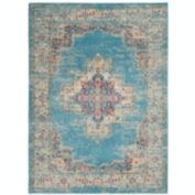 Nourison Passion 5'3" x 7'3" (5' x 7') Light Blue Area Rug Bohemian Transitional Center Medallion by Nourison