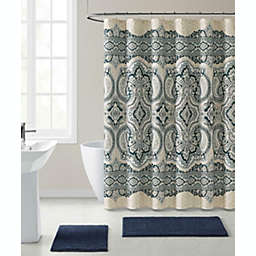 Rose Fabric Bath Shower Curtain Burgundy Damask Red Paisley Hotel Design 70 x 70 