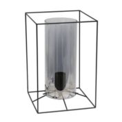 Elegant Designs Large Exposed Glass and Metal  Table Lamp, Black/Smoke