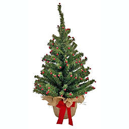 Good Tidings Norway Artificial Christmas Tree with Berries, Green, 24