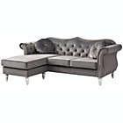 Alternate image 0 for Passion Furniture Hollywood 81 in. Dark Gray Velvet Chesterfield Sectional Sofa with 2-Throw Pillow