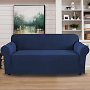 PRIMEBEAU 1 Piece Sofa Cover 3 Seater Soft Couch Cover(Sofa Large, Navy)