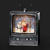 Roman 9" Black and White Snoopy TV Swirl LED Christmas Tabletop Decor
