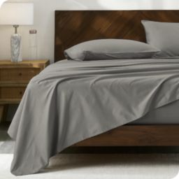 Bare Home 100% Organic Cotton Sheet Set - Crisp Percale Weave - Lightweight & Breathable (Light Grey, Twin)