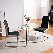 Omni House Round Glass Dining Table & Chairs Set for 2