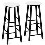 Costway-CA Set of 2 Pub Bistro  Dining Height Bar Stool-White
