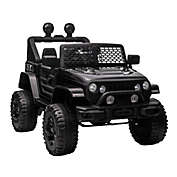 Aosom 12V Kids Ride On Car, Electric Battery Powered Off Road Truck Toy with Parent Remote Control, Adjustable Speed, Black