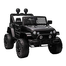 Aosom 12V Kids Ride On Car, Electric Battery Powered Off Road Truck Toy with Parent Remote Control, Adjustable Speed, Black