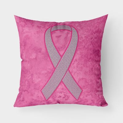 Mancheng-zi Pink Breast Cancer Support Ribbon Throw Pillow Case Chemotherapy Gifts for Cancer Survivor Patient Breast Cancer Gifts for Women 18 x 18 Inch Linen Cushion Cover for Sofa Couch Bed 