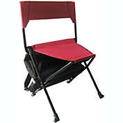 Zenree Folding Backpack Camping Chairs - Portable Outdoor Sports Chair/Stool with Cooler Bag and Backrest, Red