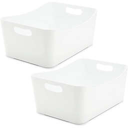 Juvale Plastic Storage Bins, White Container for Shelves (13 x 9.5 x 5.5 In, 2 Pack)