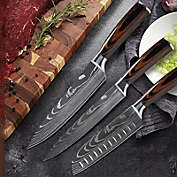 Kitcheniva 3-Pieces Kitchen Knives Set Japanese Damascus Style Stainless Steel